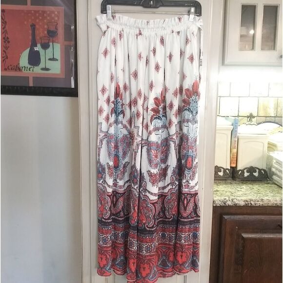 Free People Gold Dust Printed Wide-Leg Pants Beachy Vacation Boho - Picture 4 of 8